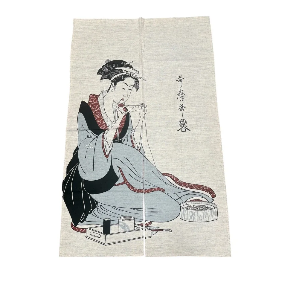 Japanese Noren Curtain Ukiyo-e Woman Kimono Doorway Tapestry Made in Japan New